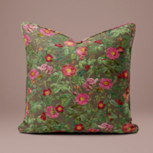 Antike rosa Rosenkissen in Oliv-Taupe Kissen