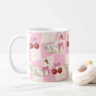 Antike rosa Schwan- und Kirschen-Kaffeetasse Kaffeetasse