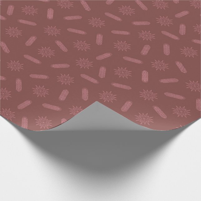 Antike rosa Sterne und Baumschlösser Geschenkpapier (Ecke)