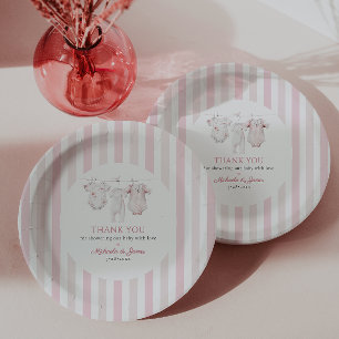 Antike rosa Toile-Babysachen Mädchen-Baby-Party Pappteller