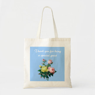 antike rosa und gelbe Rosenblumen danke Tragetasche
