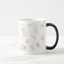 Antike rosafarbene Rosen-Blumenmuster-Kaffeetasse