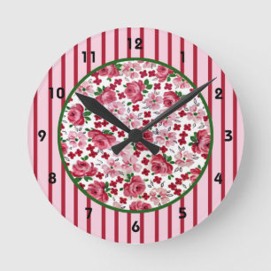 Antike Rosarote Rosen Wanduhr