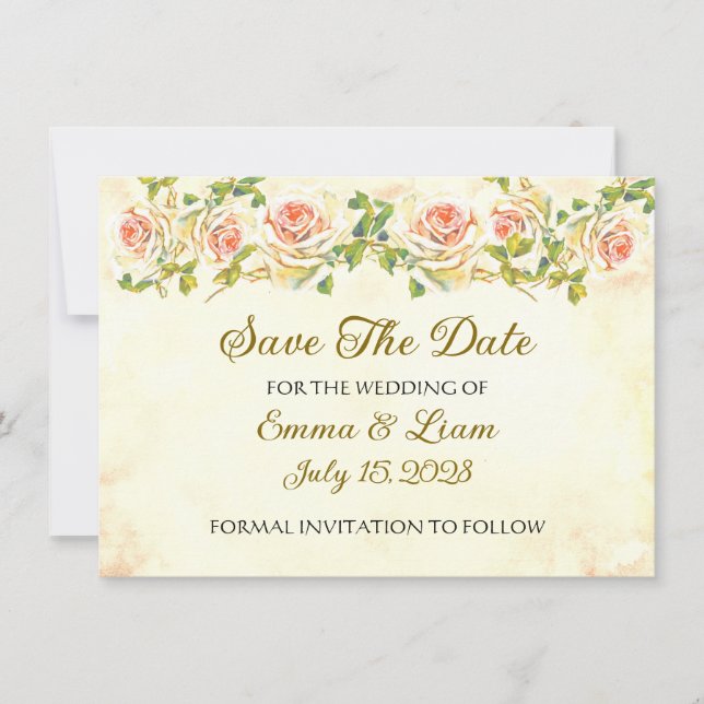 Antike Rose - 4.5 x 6.25 Hochzeit speichern das Da Save The Date (Vorderseite)
