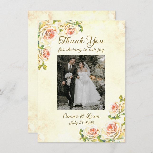 Antike Rose 4.5 x 6.25 Wohnung Dankeschön Karte (Vorne/Hinten)