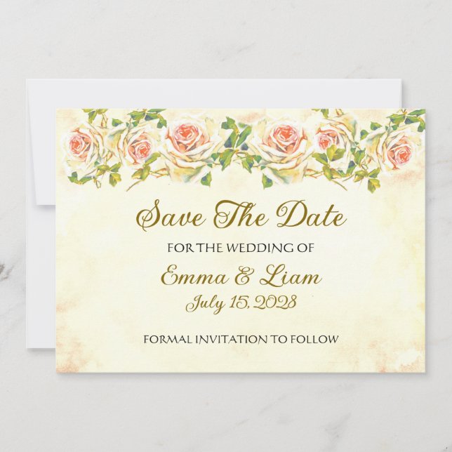 Antike Rose 5 x 7 Save the Date flach (Vorderseite)