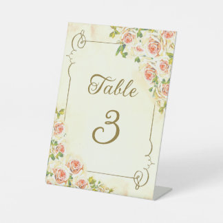 Antike Rose 6 x 8 Tischnummern Pedestelle Zeichen Sockelschild