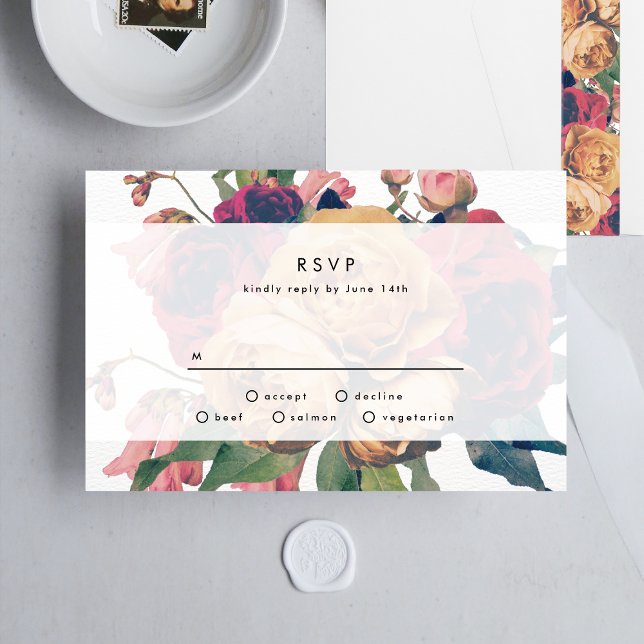 Antike Rose Botanische Fete Wedding RSVP Card Karte (Von Creator hochgeladen)