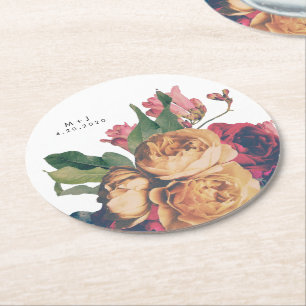 Antike Rose Botanischer Fete Hochzeitstisch Unters Runder Pappuntersetzer