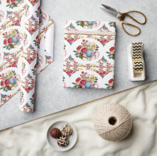 Antike Rose Botanisches Kunsthandwerk oder Retro-G Geschenkpapier
