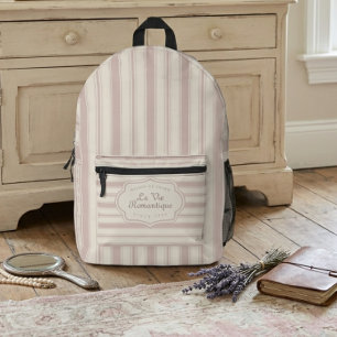Antike Rose & Creme gestreifte französische Landha Bedruckter Rucksack