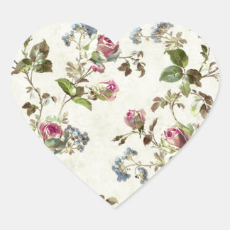 Antike Rose Florales Muster Shabby chic Herz-Aufkleber