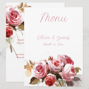 Antike Rose Hochzeitsempfang in Aquarell Rosa Menükarte