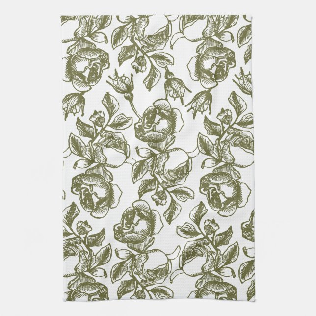 Antike Rose in Golden und Weißes Handtuch (Vertikal)