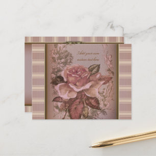 Antike Rose (rosa) Personalisiert Postkarte
