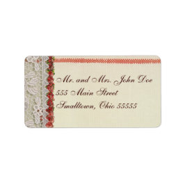 Antike Rose Rustikale rote Viktorianische Burlap Adressaufkleber