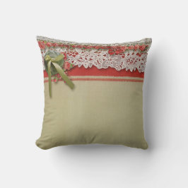 Antike Rose Rustikale rote Viktorianische Burlap Kissen