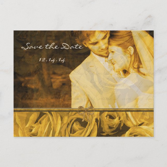 Antike Rose Save the Date mit Ihren Fotos Ankündigungspostkarte (Vorderseite)