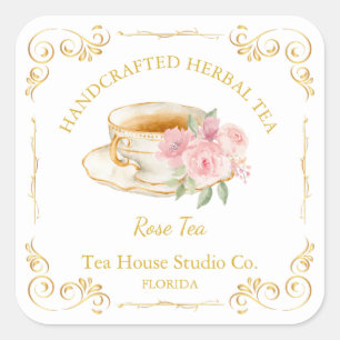 Antike Rose-Tea-Quadrat-Etikett Quadratischer Aufkleber
