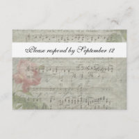 Antike Rose und Musik-RSVP mit Umschlag
