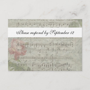 Antike Rose und Musik-RSVP mit Umschlag RSVP Karte