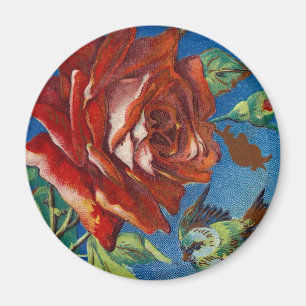 Antike Rose und Vogel Magnet