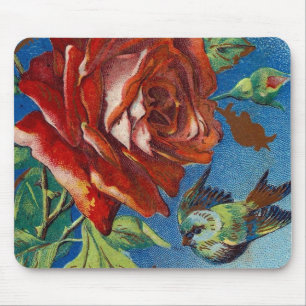 Antike Rose und Vogel Mousepad