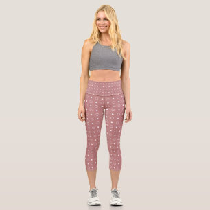 Antike Rose und weiße Punkte und Ringe Capri Leggings