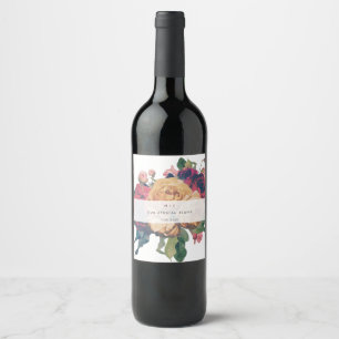 Antike Rose Vintag Boho Wedding Weinetikett