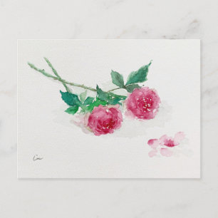 Antike Rosen Aquarell Blumen Postkarte