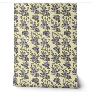 Antike Rosen Blau Beige Tapete