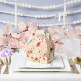 Antike Rosen Blumen Geschenkbox Pink und Creme Geschenkschachtel