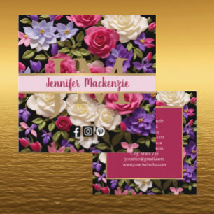 Antike Rosen Blumen Gold Hübsche Rosa Violett Quadratische Visitenkarte