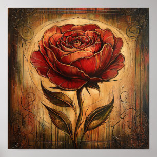 Antike Rosen-Blumen-Kunst Strandhaus-Dekoration Poster