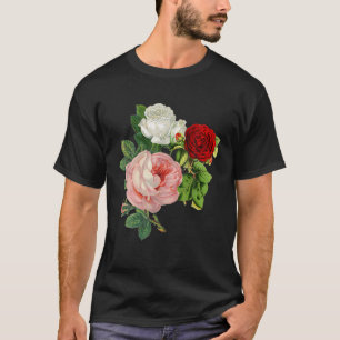 Antike Rosen Blumenillustration Florist Pflanze Lo T-Shirt