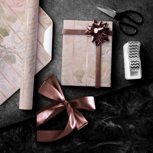 Antike Rosen-Ephemera Florale Aquarellmalerei Geschenkpapier