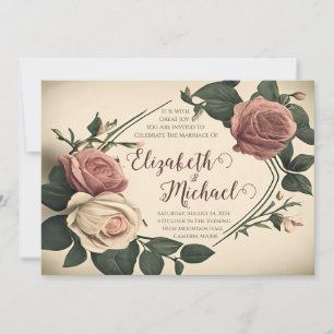 Antike Rosen Florale Hochzeitseinladung Einladung