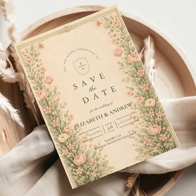 Antike Rosen-Garten-Torbogen-Hochzeit Save The Date (Von Creator hochgeladen)