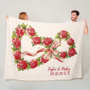 Antike Rosen Herzen Florale Rustikale Retro-Hochze Fleecedecke
