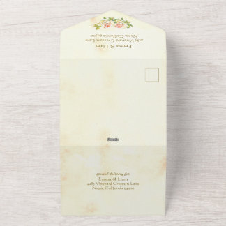 Antike-Rosen-Hochzeitseinladung All In One Einladung