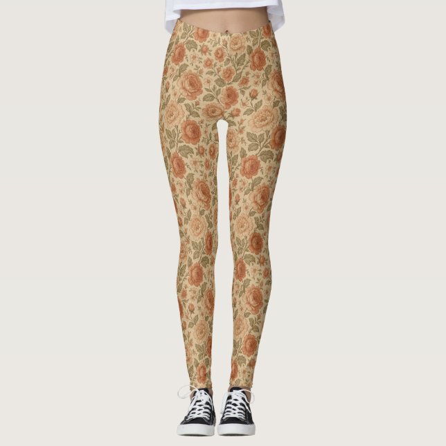 antike Rosen im viktorianischen Stil gemustert  Leggings (Vorderseite)