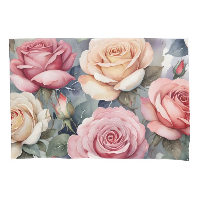 Antike Rosen Kissenbezug (Vorderseite)