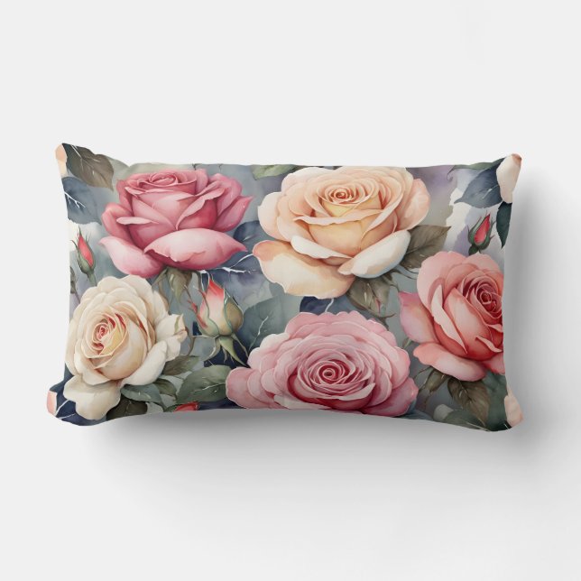 Antike Rosen Lendenkissen (Vorderseite)