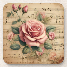 Antike Rosen-Musik-Korkuntersetzer-Set aus 6 Teile Getränkeuntersetzer