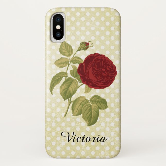Antike Rosen-Pergament-Polka-Punkte Case-Mate iPhone Hülle (Rückseite)