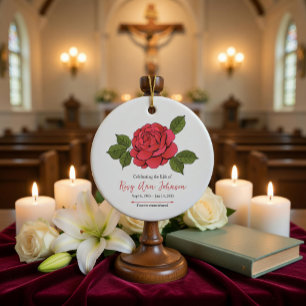 Antike Rosen-Pfingstrosen-Beileidskarte Keramik Ornament