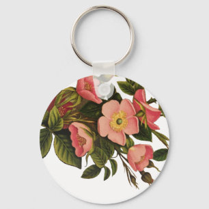 Antike Rosen Schönes Rosa Botanisch Schlüsselanhänger