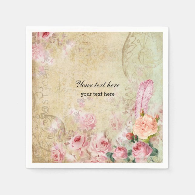 Antike Rosen Serviette (Vorderseite)