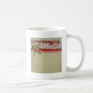 Antike Rosen-Spitze Rustikal Rot Viktorianisch Jut Kaffeetasse