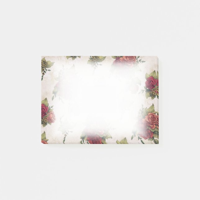 Antike Rosen-Tapete Post-it Klebezettel (Vorderseite)